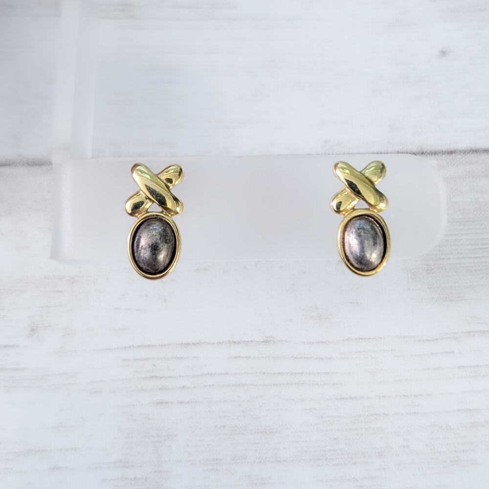 Vintage Stud Earrings Gold Tone & Metallic - Color Variance